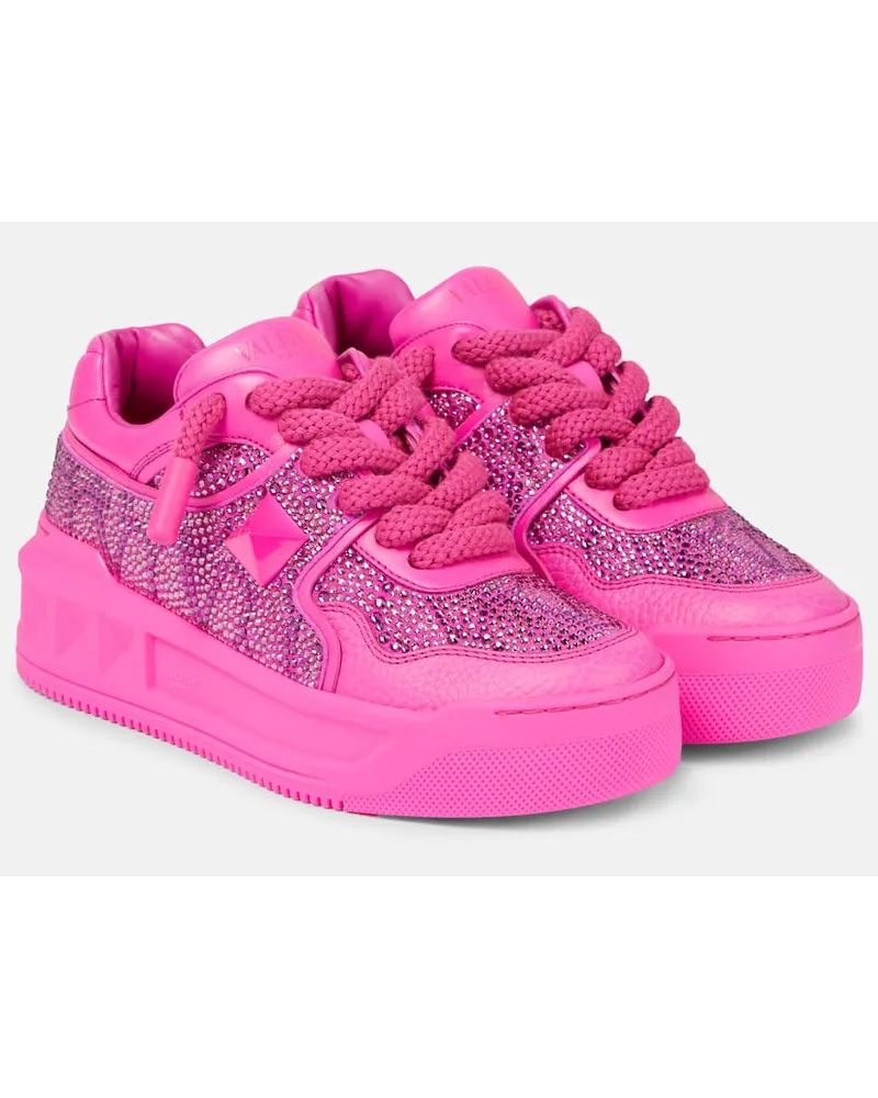 Valentino Garavani Sneakers One Stud XL Toile Iconographe con platform Rosa