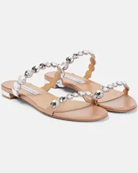 Aquazzura Sandali Maxi-Tequila in pelle con cristalli Rosa