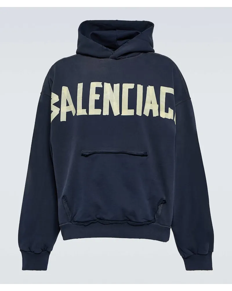 Balenciaga Felpa Tape in jersey di cotone con logo Blu