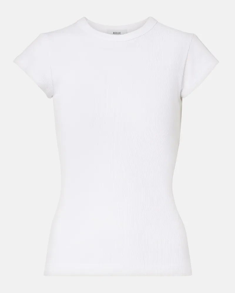 AGOLDE T-shirt Edison in maglia a coste Bianco
