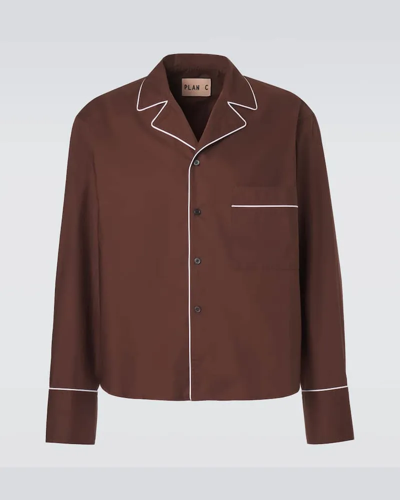PLAN C Camicia in cotone Marrone