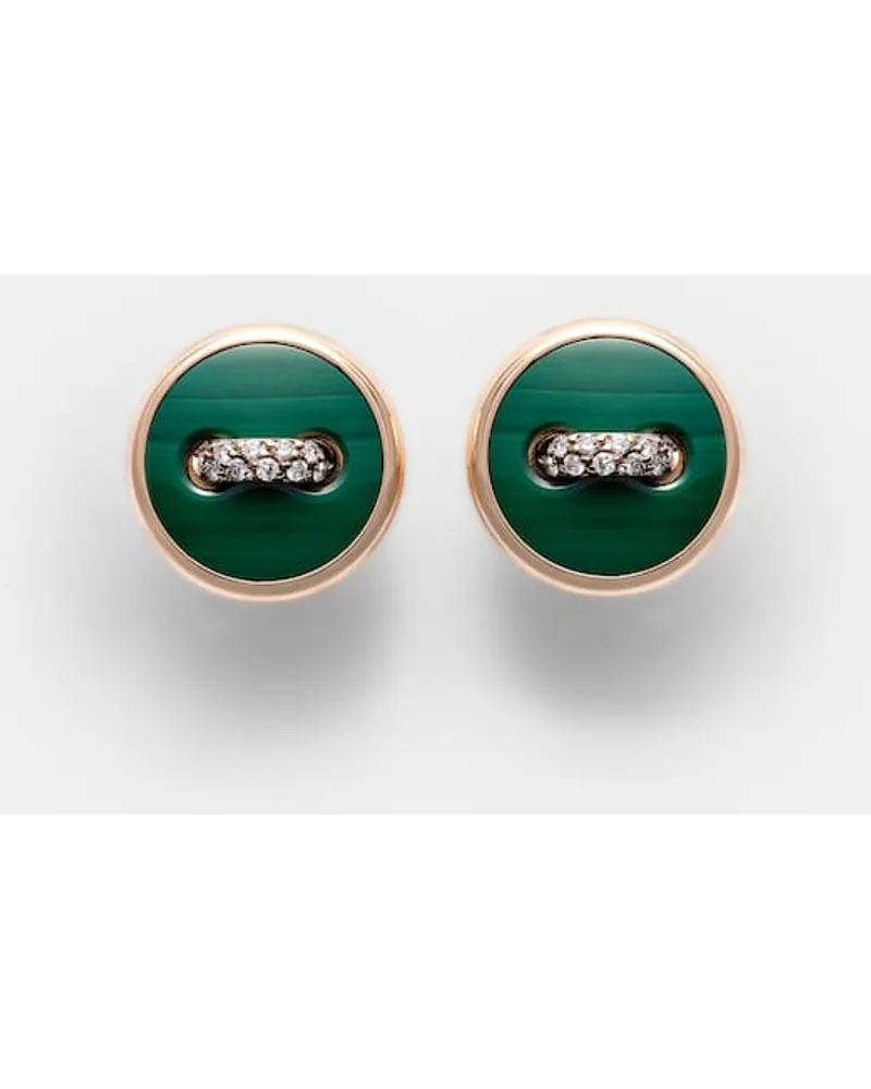Pomellato Orecchini Pom Pom in oro rosa 18kt con malachite e diamanti Metallizzato