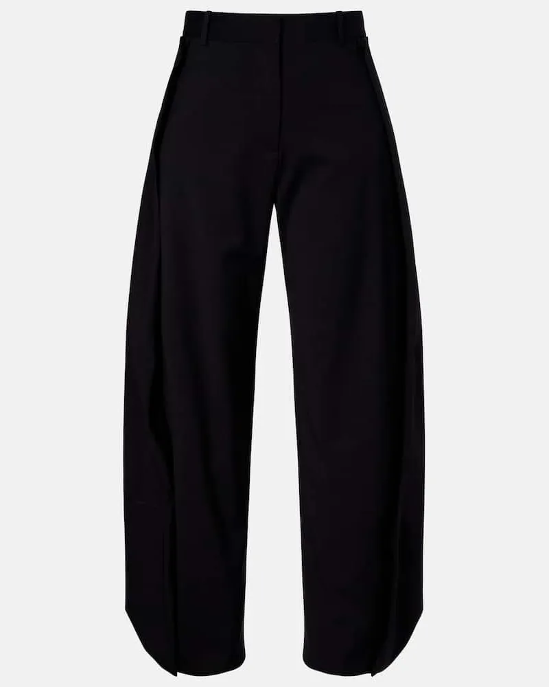 Loewe Pantaloni drappeggiati in lana a gamba larga Nero