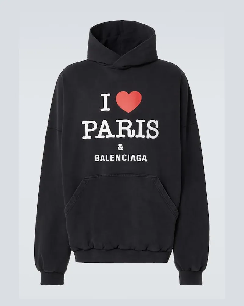 Balenciaga Felpa I Love Paris in cotone Nero