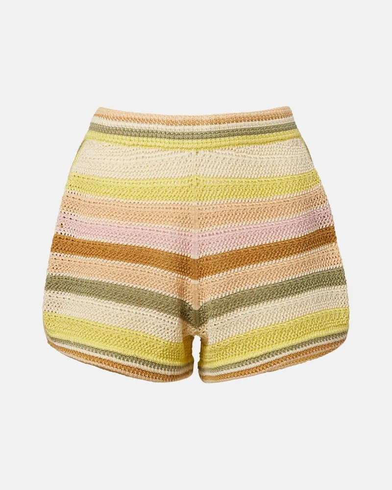 Zimmermann Shorts Indra in crochet di cotone a righe Multicolore