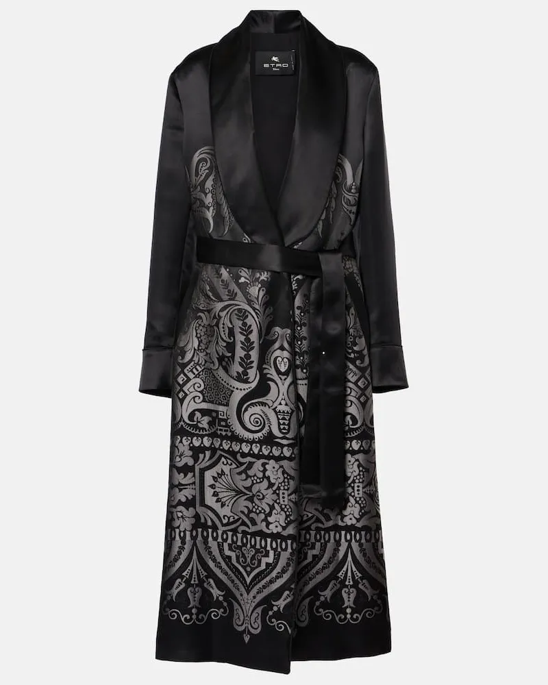 Etro Cappotto in misto seta con cintura Grigio