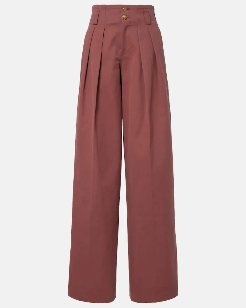 Chloé Chloé Pantaloni in cotone a gamba larga Rosso