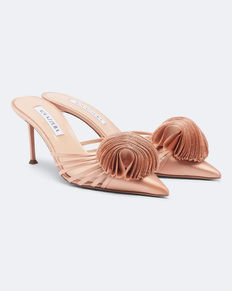 Aquazzura Mules Wild Bloom in satin Rosa