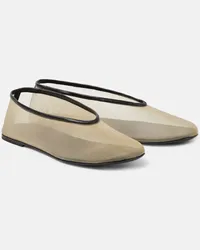 KHAITE Ballerine Marcy in mesh con pelle Beige