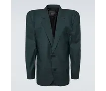 Balenciaga Blazer Boxy in lana a quadri Verde