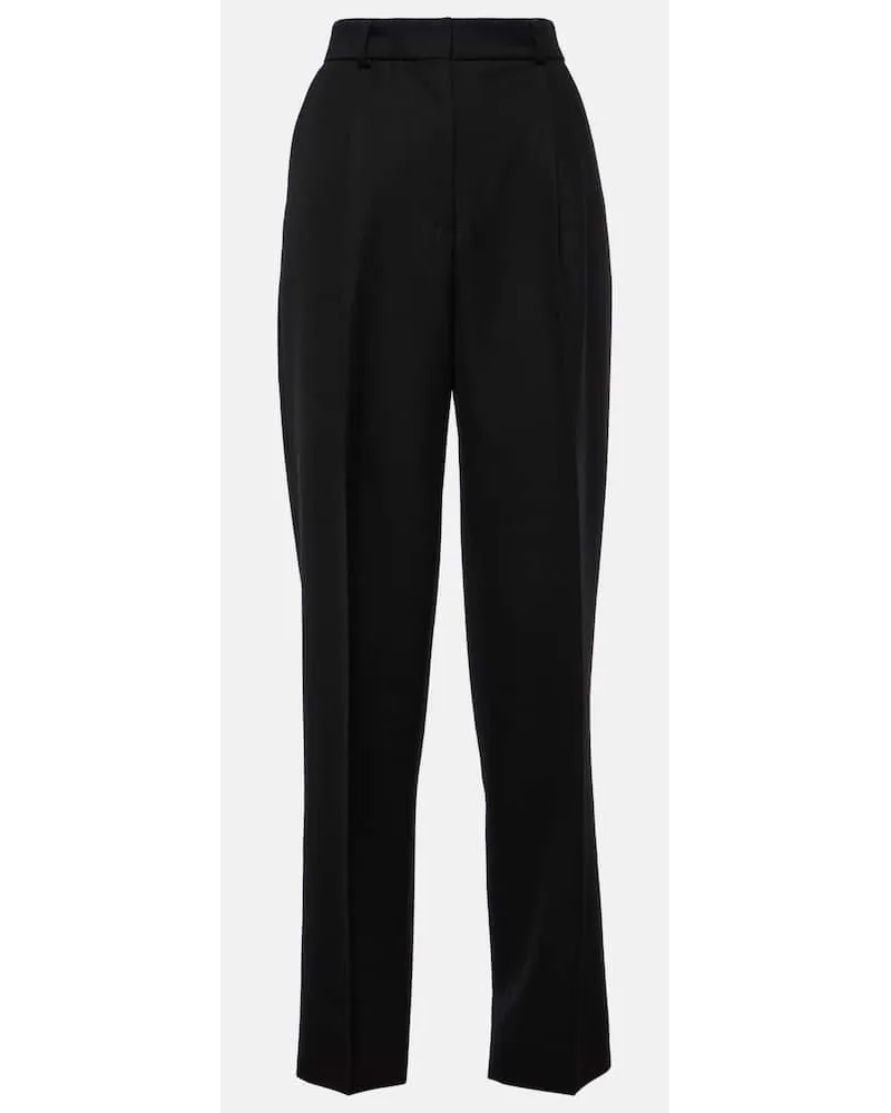 Totême Pantaloni tapered in misto lana a vita alta Nero