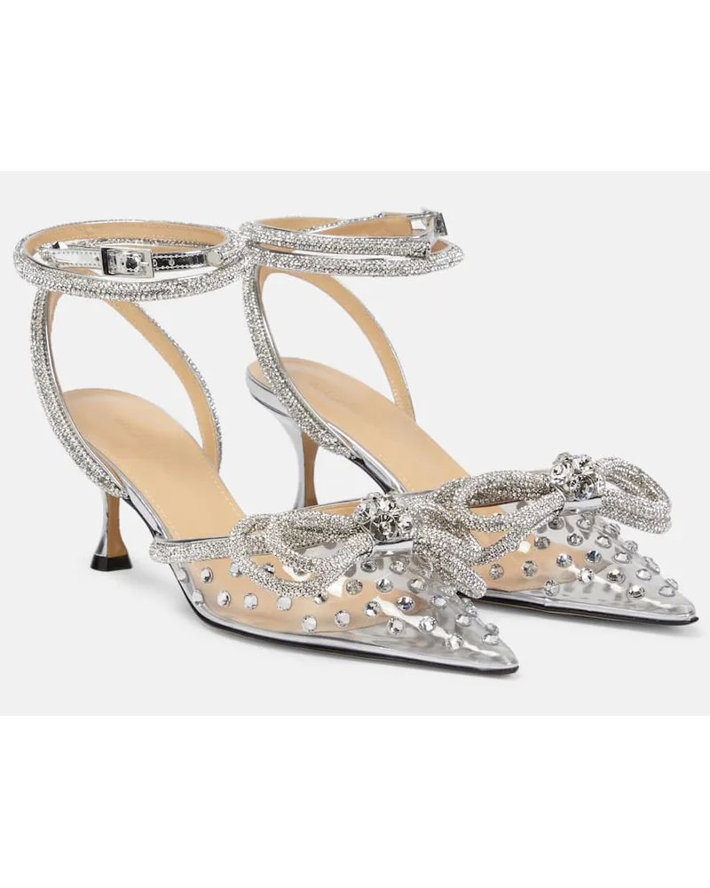 Mach & Mach Pumps Double Bow in PVC con decorazioni Argento