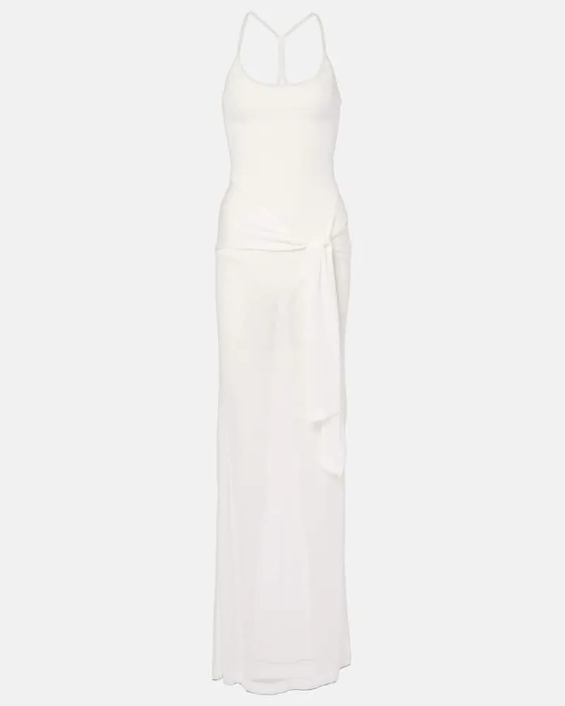 Jacquemus Abito lungo La Robe Maille Nodo Bianco