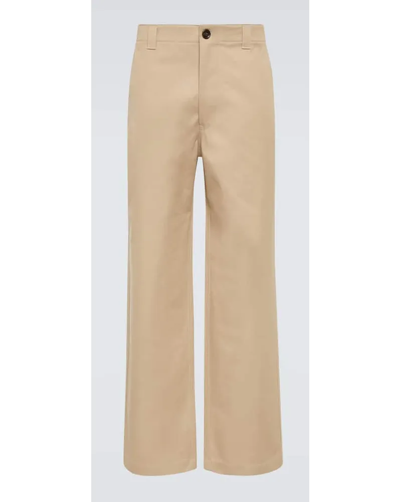 Gucci Pantaloni in twill a gamba larga Beige