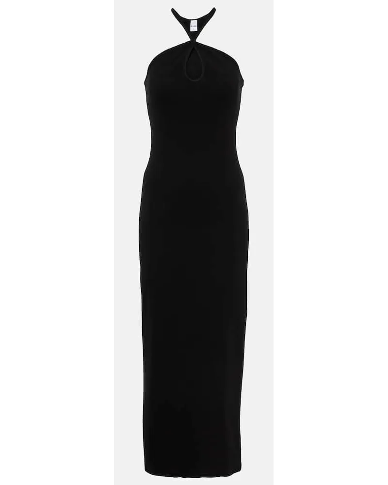 RE/DONE Abito midi in misto cotone a coste Nero