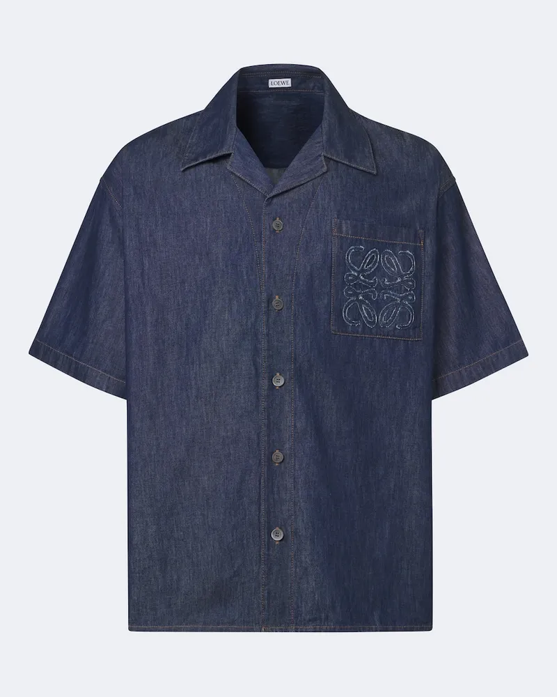 Loewe Camicia Anagram in chambray di cotone Blu