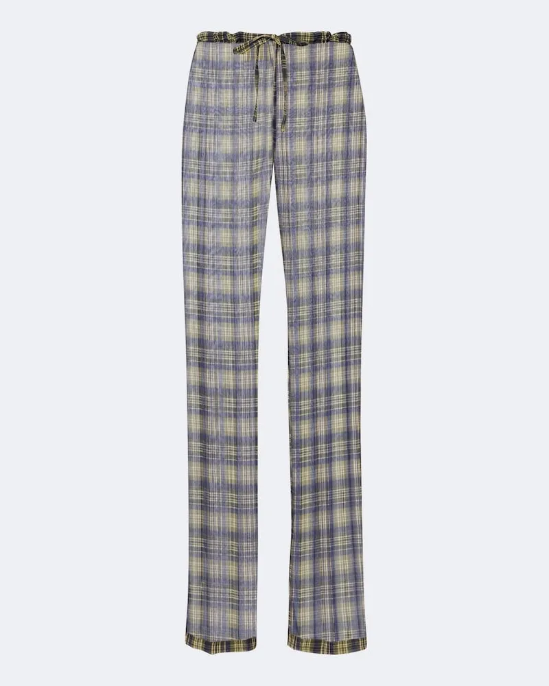 Dries van Noten Pantaloni a gamba larga a quadri Verde