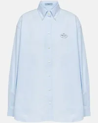 Prada Camicia in cotone con ricamo Blu