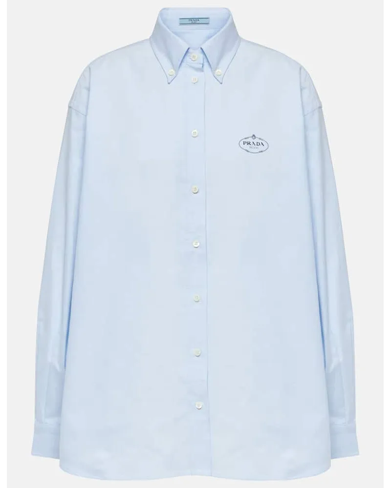 Prada Camicia in cotone con ricamo Blu