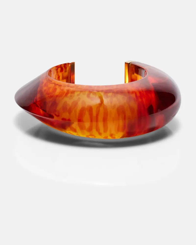 Alaïa Alaïa Bracciale rigido con stampa leopardata Marrone