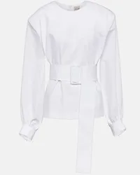 TOD'S Camicia in popeline di cotone con cintura Bianco