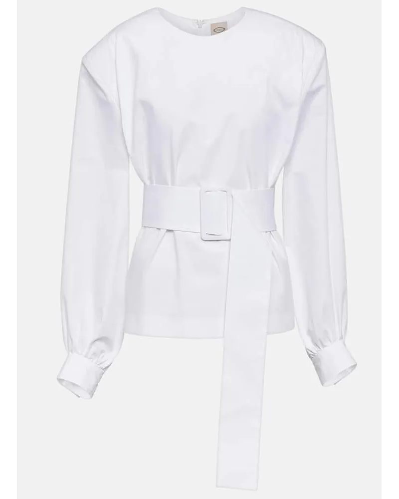 TOD'S Camicia in popeline di cotone con cintura Bianco