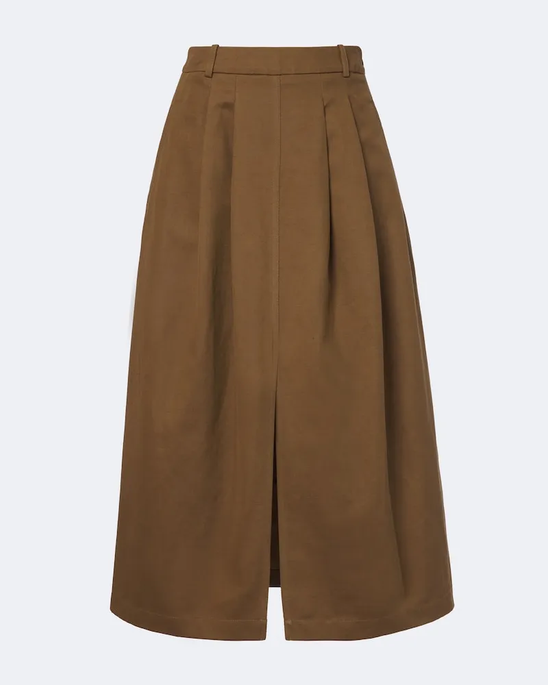 Joseph Gonna midi Kharis in twill di cotone e lino Marrone