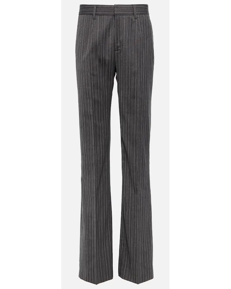 Alessandra Rich Pantaloni regular a vita alta gessati Grigio