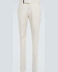 Tom Ford Pantaloni slim in lana e seta Beige