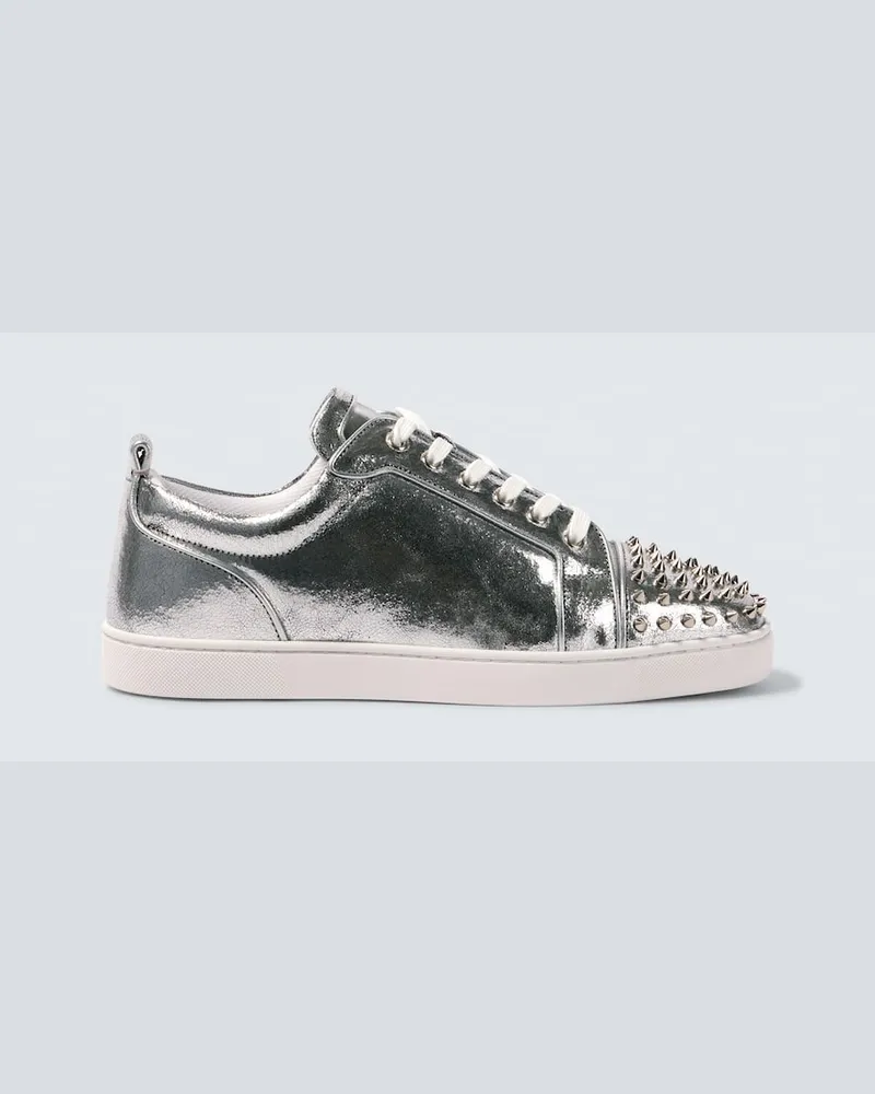 Christian Louboutin Sneakers Louis Junior in pelle con borchie Argento