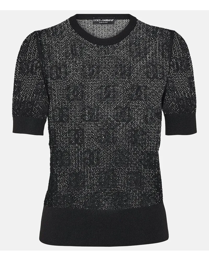 Dolce & Gabbana Pullover in jacquard con logo Nero
