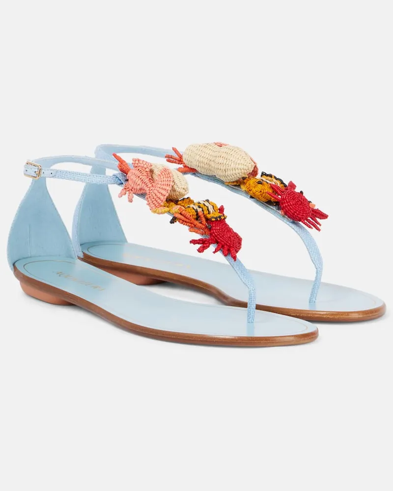 Aquazzura Sandali infradito Marea in rafia Blu