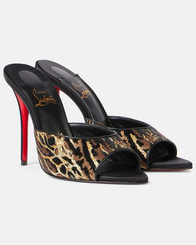 Christian Louboutin Mules Miss Z 100 in raso con pailettes Multicolore