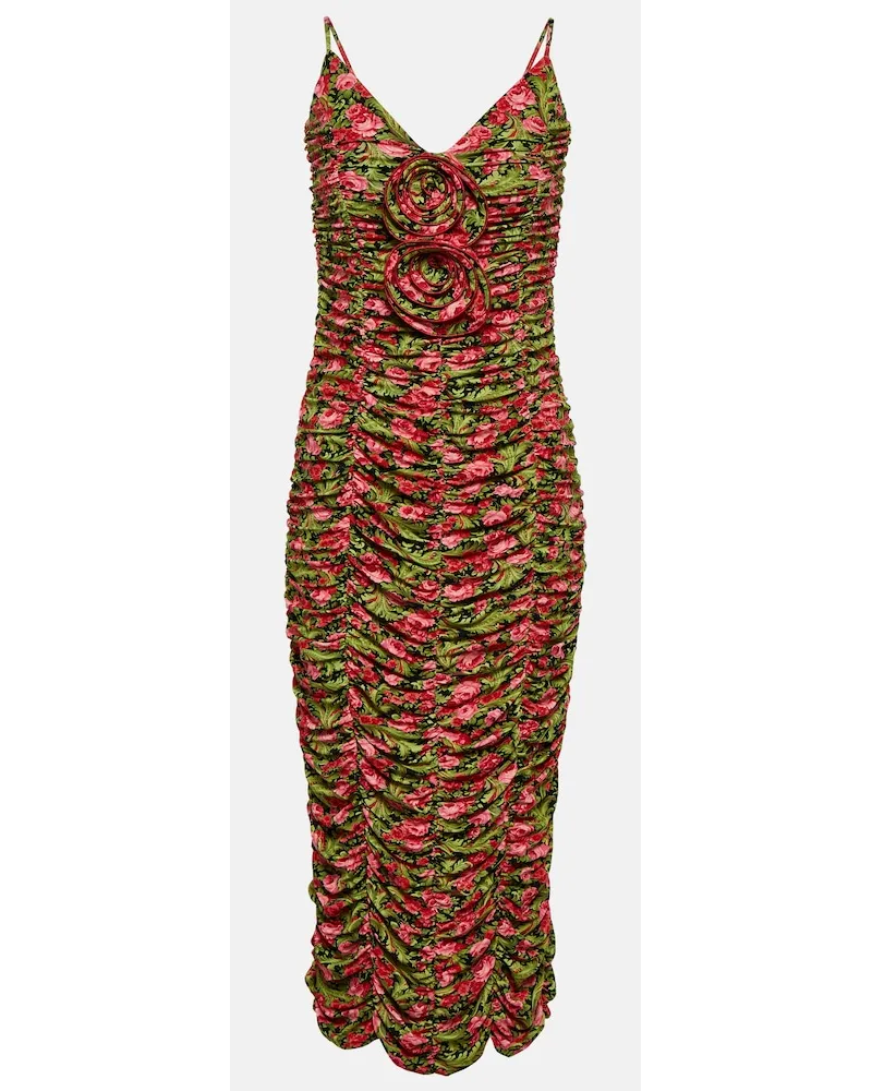 Magda Butrym Abito midi in jersey con applicazione floreale Verde