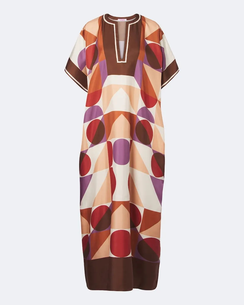 Eres Caftano Berry in twill di seta con stampa Multicolore