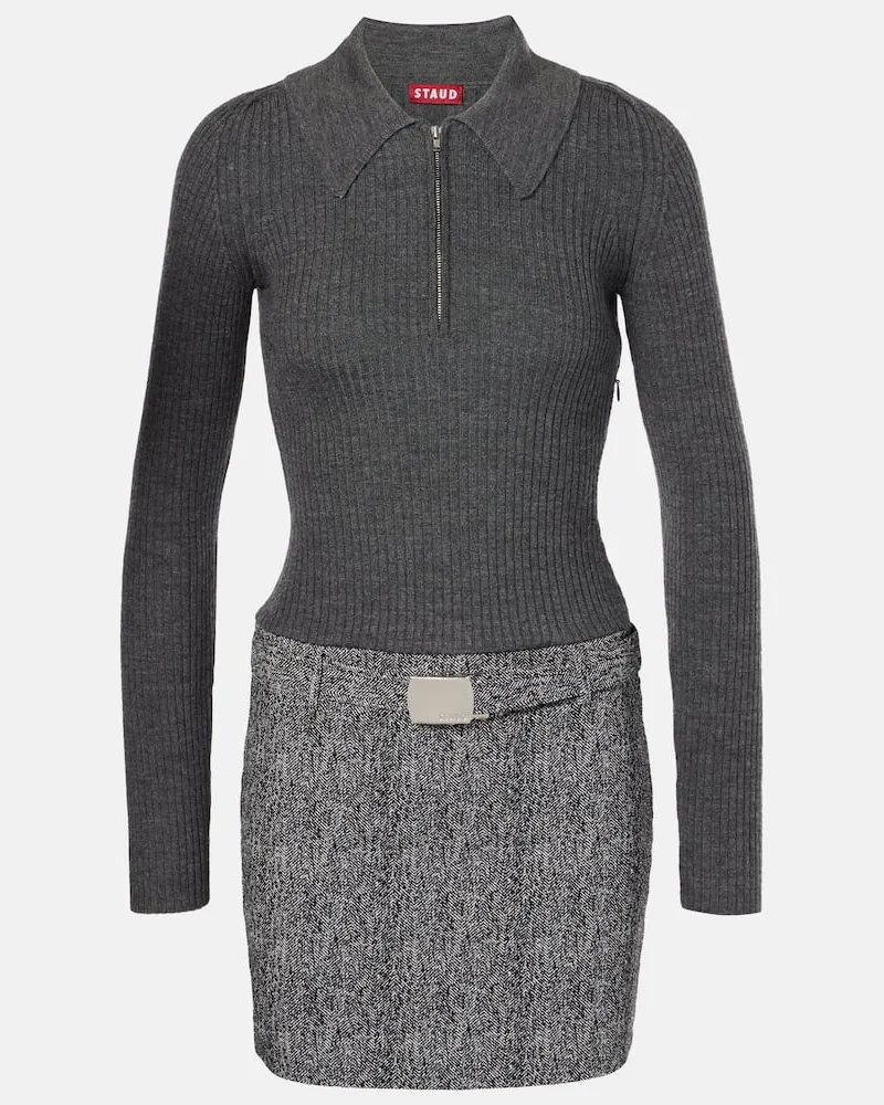 STAUD Abito corto Platt in maglia Grigio