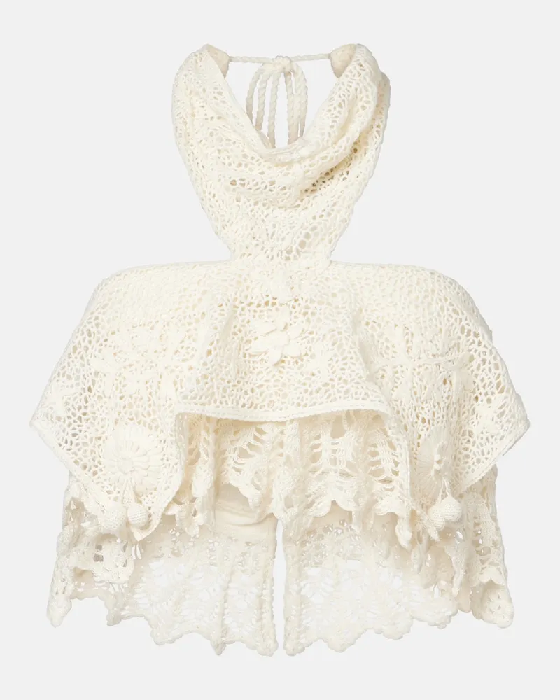 Isabel Marant Top cropped Dunvel in crochet Bianco