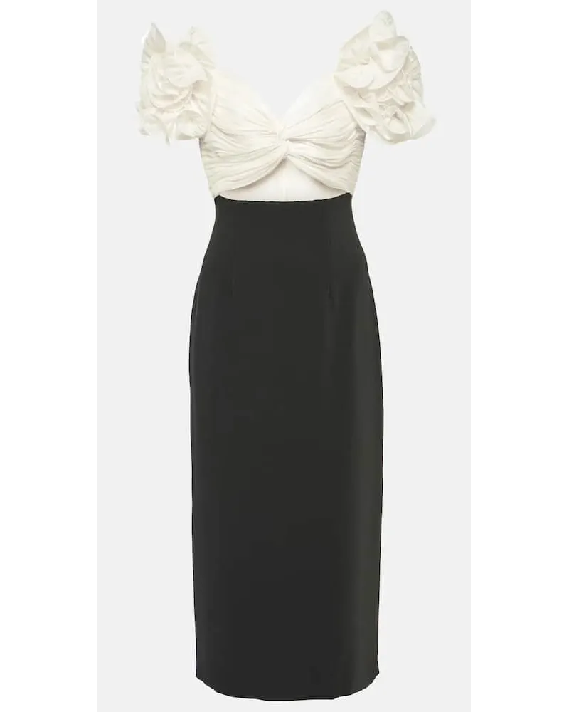 COSTARELLOS Abito midi Ziselle in crÃªpe con cut-out Multicolore