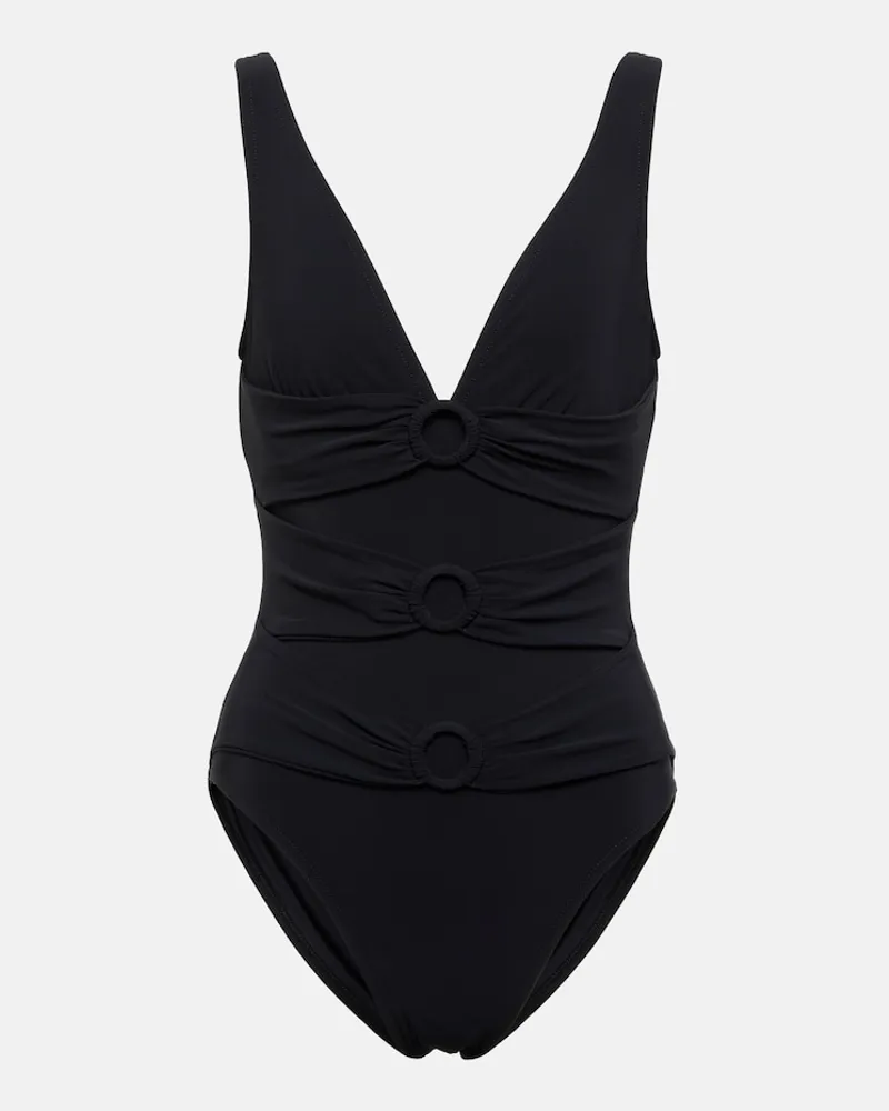 Karla Colletto Costume intero Morgan con scollo a V Nero