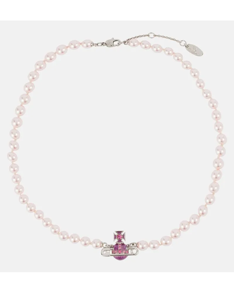 Vivienne Westwood Collana Orb con perle bijoux Rosa