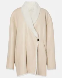 Isabel Marant Cappotto Elanore in pelle con shearling Beige