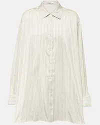 The Row Camicia oversize gessata Luka in seta Bianco