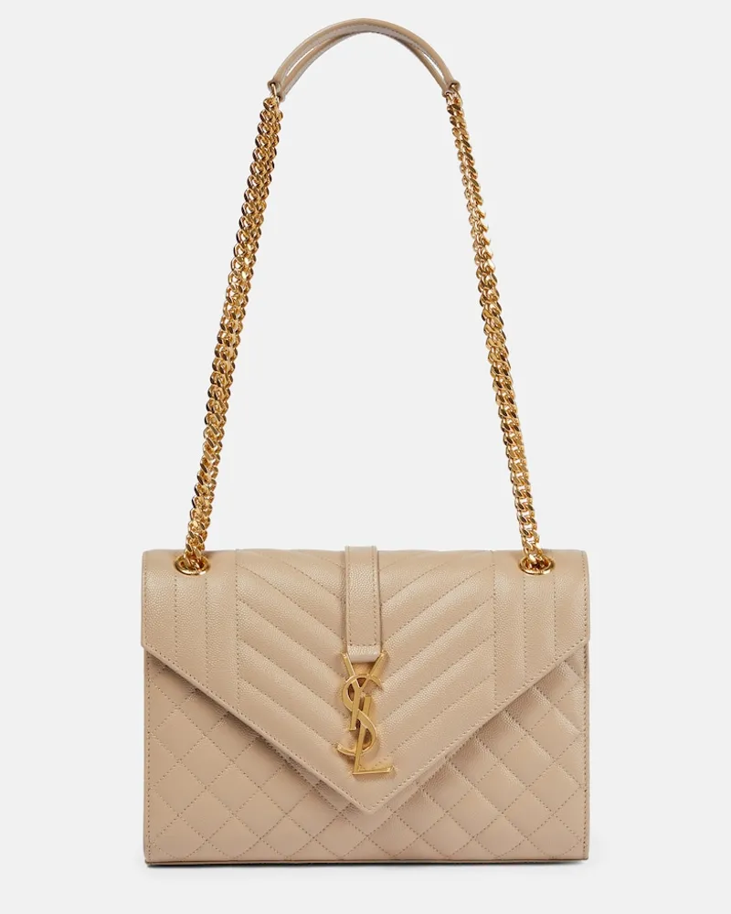 Saint Laurent Borsa Envelope Medium in pelle Beige