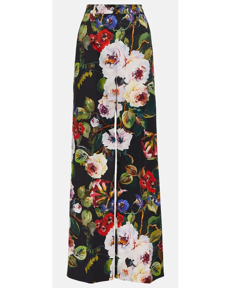 Dolce & Gabbana Pantaloni a gamba larga in misto cotone Multicolore