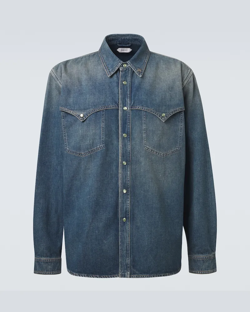 Versace Giacca camicia Medusa di jeans Blu