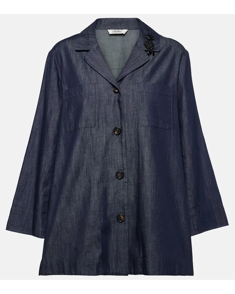 Max Mara Camicia di jeans con applicazione Blu