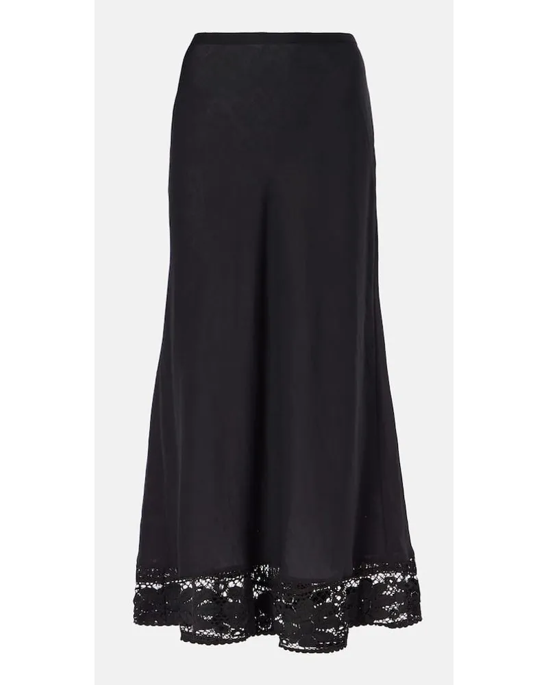 RIXO Gonna lunga Magda in pizzo Nero