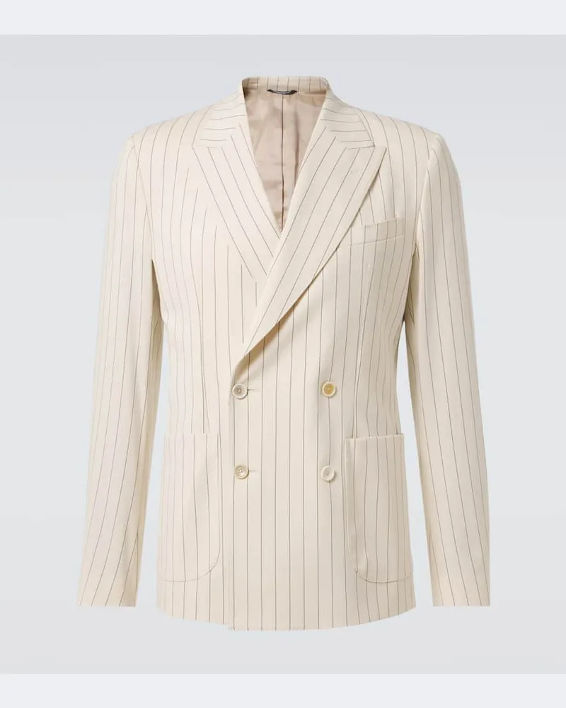 Dolce & Gabbana Blazer in misto cotone a righe Bianco