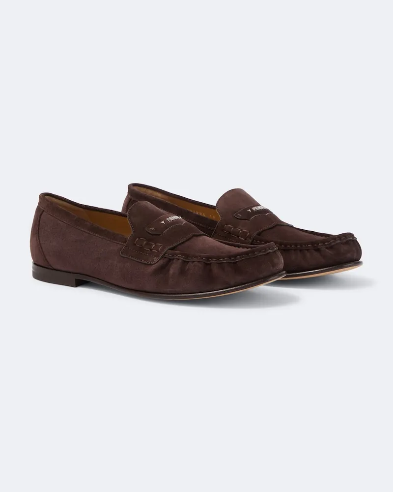 Fendi Mocassini Scrunch in suede Marrone