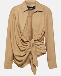 Jacquemus Camicia La Chemise Bahia con fiocco Beige